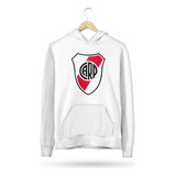 Buzo Canguro River Plate Escudo En El Pecho Blanco