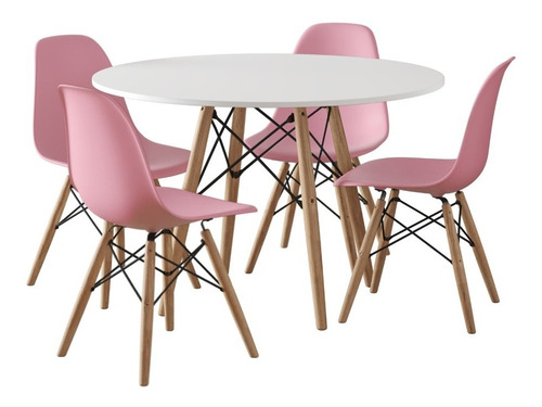 Conjunto Eames Infantil Mesa Redonda + 4 Cadeiras