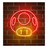 Painel Led Neon Cogumelo Mario Jogo Video Game Instagramavel