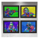 Conjunto Quadro Decorativo Gamer Cs Go Jogos Geek