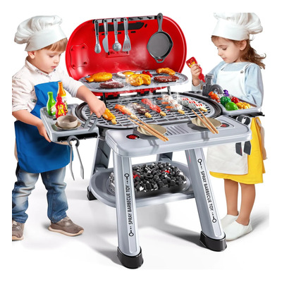 Juguete De Barbacoa Parrilla Asador Bbq Cocinita Niños 68pzs Rojo