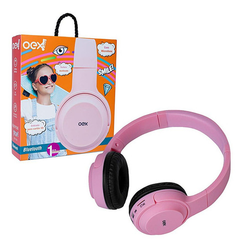 Headset Bluetooth Oex Hs314 Pop Pink 150mah