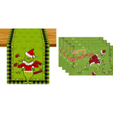 Mantel Navideño Grinch Con Decoración Navideña, 5 Piezas