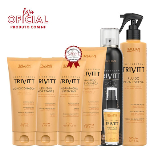 Kit Trivitt Hidratação 250g+leave-in+brilho+reparador+fluido