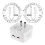 Cargador Rápido Para Iphone15,35w, Usb Tipo C Dual Adaptador