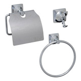 Set Accesorio Baño Acero Inox. Cromo 3pz Mozart Niza 9427