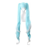 Peluca Azul Cielo Y Blanco De Clip Coletas Kanekalon Cosplay