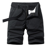 Bermuda Short Casual Playa Bolsas Cargo Gabardina