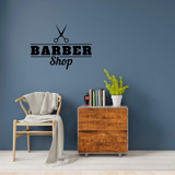 Adesivo Barbearia Logo Barber Shop Preto Parede Porta Vidro