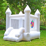 Casa De Rebote Blanca Con Soplador, Trampolín Inflable Par.