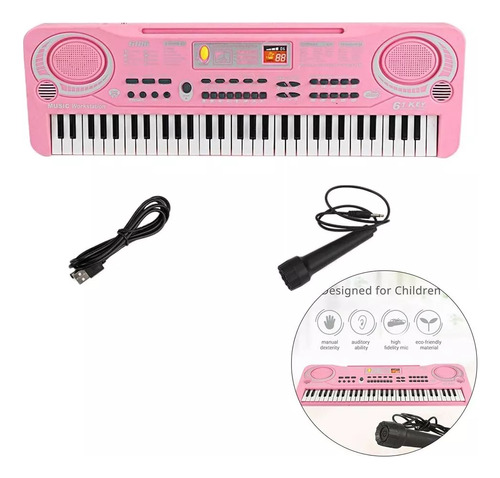 Piano Teclado Musical Para Niños Micrófono 61 Teclas