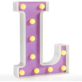 Letra Decorativa Con Luces Led De Plastico Morado Letra L