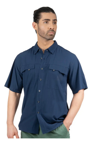 Camisa Equipo Maja® Manga Corta Azul Marino Para Hombre | Meses sin interés