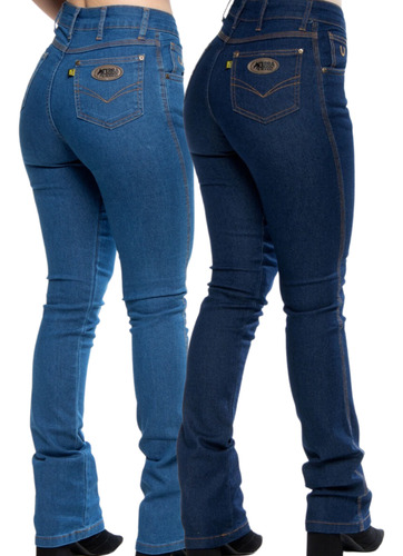 Calça Country Jeans C/ Detalhe Bordado Lycra Kit C/ 2 Calcas