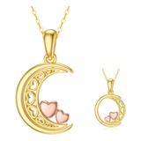 Collar De Corazones De Luna De Oro De 14 Quilates Para Mujer