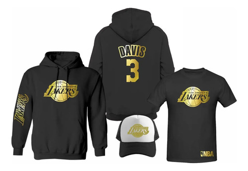 Kit Sudadera + Playera + Gorra Mod Lakers Anthony Davis Gold