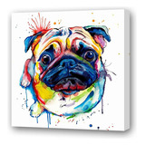 Cuadro 20x20cm Animales Perro Pug Watercolor Colores