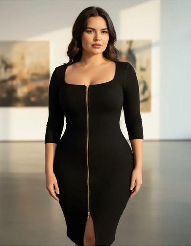Bonito Vestido Curvi Elegante Casual Moldea Figura Extra