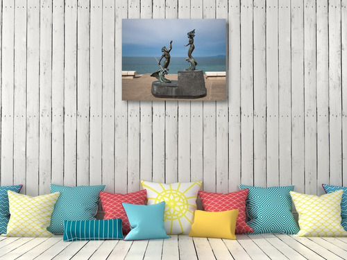 Cuadro Canvas Puerto Vallarta Estatua Neptuno & Sirena 55x70