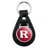 Black Leather Rutgers Scarlet Knights Logo Keychain