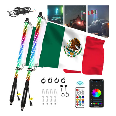 Un Par Antena De Led Rgb Impermeable Con Remoto Y App 60cm | Envío gratis