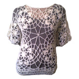 Sweater Calado Sobre-remera Crochet Hilo Mujer Primavera