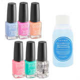 Combo Esmaltes De Uñas Tradicional 7 Art. Top Coat Removedor