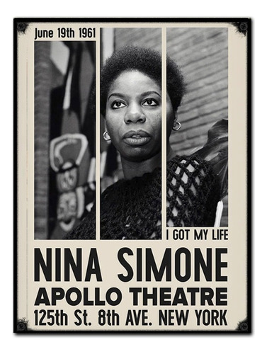#1156 - Cuadro Vintage 30 X 40 - Nina Simone Jazz No Chapa