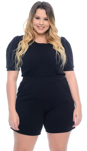 Conjunto Plus Size Short E Blusa Manga Princesa Ref: 102