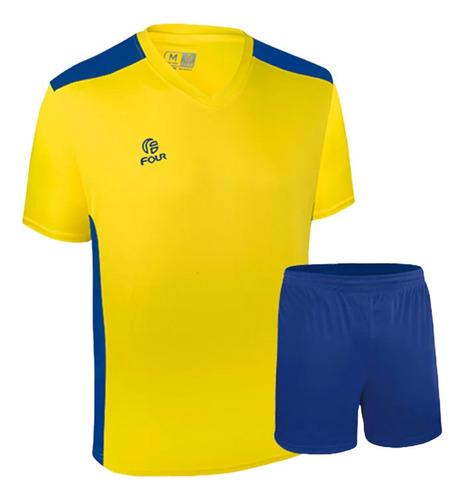 Set Camiseta + Short Four Amarillo Azul (número Gratis)