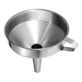 Funil Aço Inox Médio 12x12 Cm Alça Garrafas Óleo Multiuso