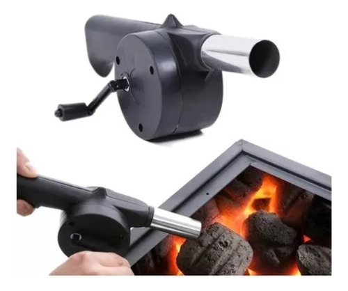 Soprador Carvão Acendedor Churrasqueira Manual Ventilador 