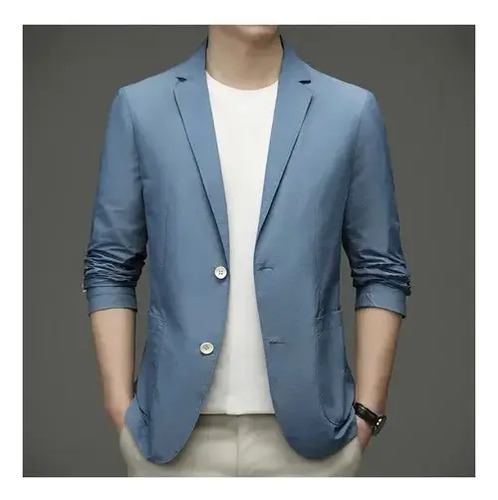 Blazer Trajes Saco Seda De Hielo Casual Delgado Para Hombre