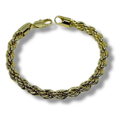 Pulso O Pulsera Torzal En Chapa De 14k Broche Perico 7mm | Meses sin interés