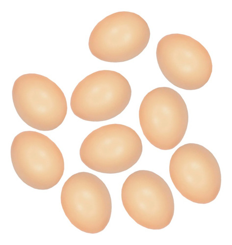 10 Huevos Beige De Plástico Falso Para Gallina