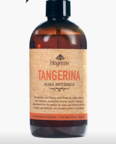 Aromatizante Biogreen Tangerina 330ml Sin Gatillo 