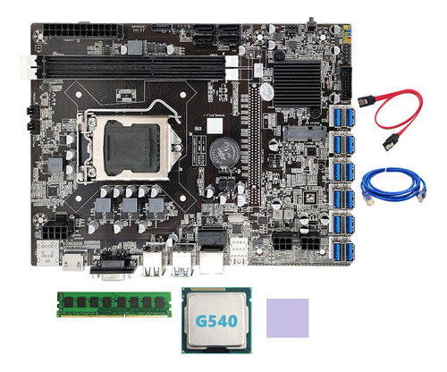 Placa Base Minera B75 Btc 12 Pcie A Usb Lga1155 G540 Cpu+dd