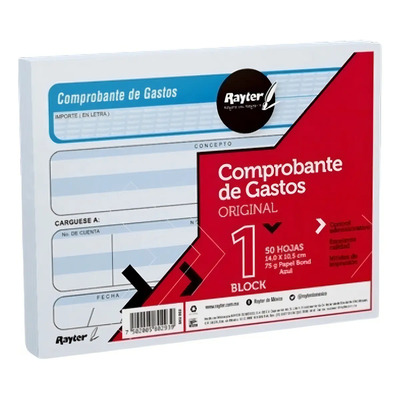 Block Comprobante De Gastos Rayter Cont. 50 Hojas 10 Piezas | Envío gratis