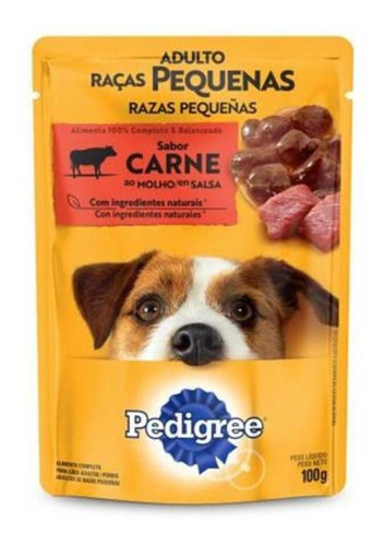 Alimento Pedigree Ao Molho Raças Pequenas Para Cachorro Adulto De Raça Pequena Sabor Carne Em Saco De 100g