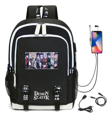 Mochilas Escolares Impermeables Demon Slayer Con Puerto Usb