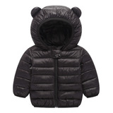 Jaqueta Ziper Infantil Com Capuz Casaco Puffer Inverno Frio