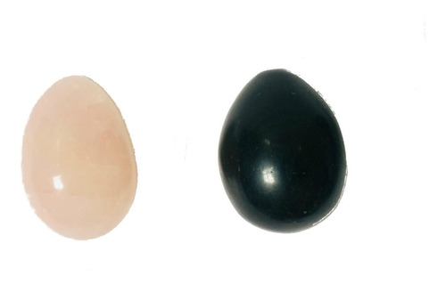 Kit 2 Yoni Egg De Quartzo Rosa / Obsidiana Sem Furo Pedra Se