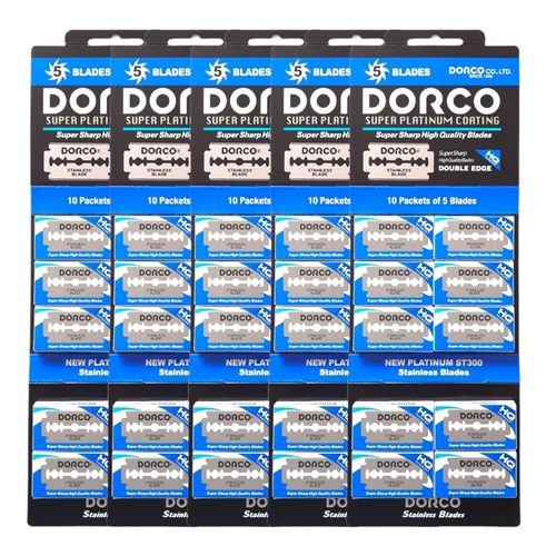 Lâmina Barbear Dorco Platinum 5 Cartelas C/250 Unidades