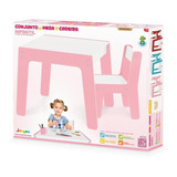 Conjunto De Mesa + Cadeira Infantil  Rosa 990