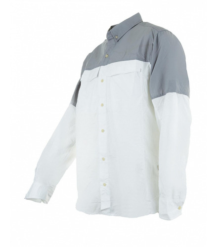 Camisa Maju Manga Larga Combinada Blanco/gris Calidad Forest