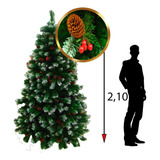 Árvore De Natal Nevada Com Cereja Pinha 210cm 1156 Galhos Cor Verde