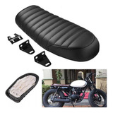 Asiento Plano Universal Moto Cafe Racer Scrambler Negro