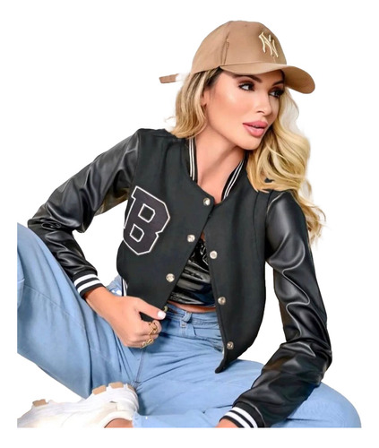 Jaqueta Bomber Feminina College Colegial Estilo Blogueira