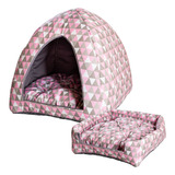 Cama Pet 2x1 Casinha Cabana Toca Iglu Almofada Cães Gato 