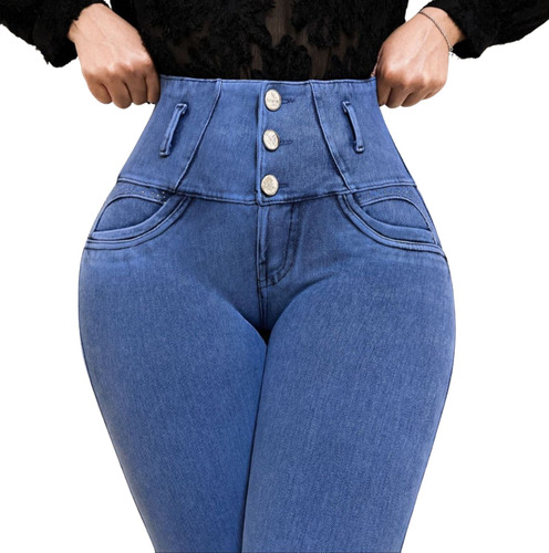 Jeans Fajero 3 Botones, Push Up Con Bolsillo (maia)